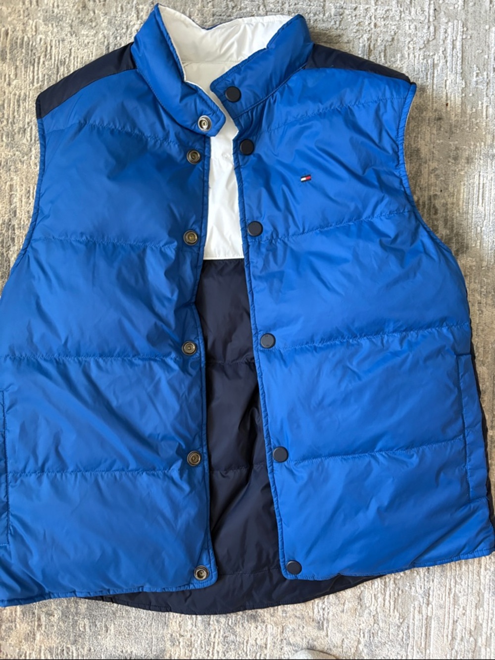 Tommy Hilfiger Royal Blue Quilted Puffer Vest with Navy Accents (reversible)